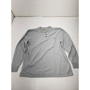 Carhartt Men’s Gray Original Fit Long Sleeve Tshirt W/Pocket 1/4 Button Up Sz Lg